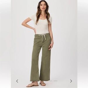 PAIGE 25x27 Carly Vintage Ivy Green Wide Leg 0906 Pants cropped crop drawstring